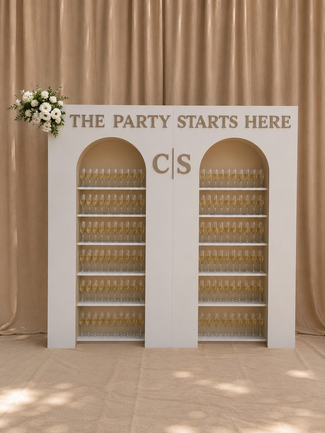 Champagne Wall rental for weddings and events in Chandler, Arizona
